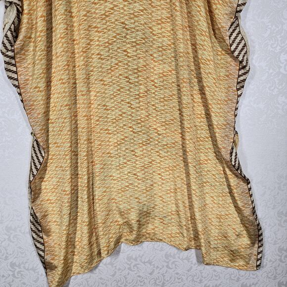 Kantha Bae Mumu Caftan Kaftan Dress OS Yellow Orange Boho Hippie Art To Wear - Picture 12 of 13